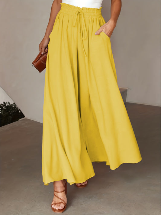 Elegant High-Waisted Wide-Leg Pants for Casual and Vacation Wear - TheElephantTrunk