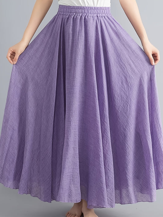 Ethnic-Inspired Cotton Linen A-Line Skirt for Effortless Style - TheElephantTrunk