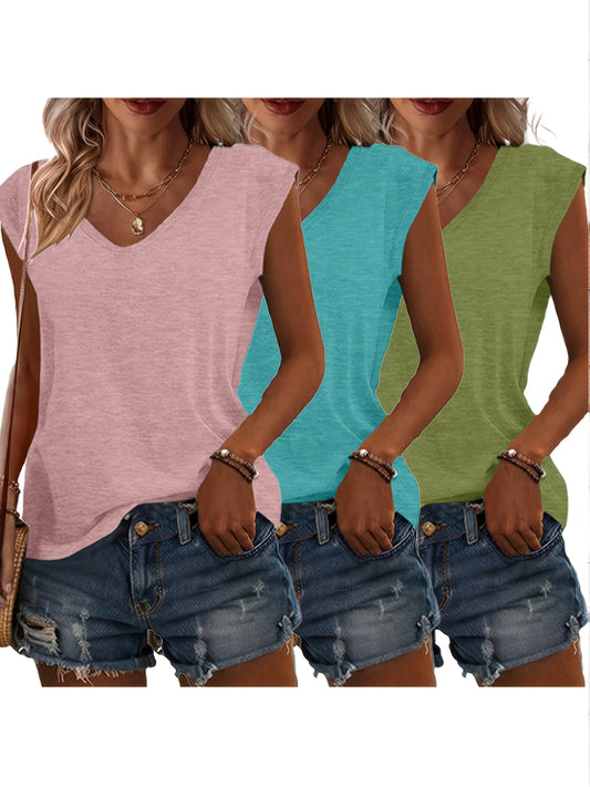 Breathable V-Neck T-Shirts for Women - Casual Short Sleeve - TheElephantTrunk